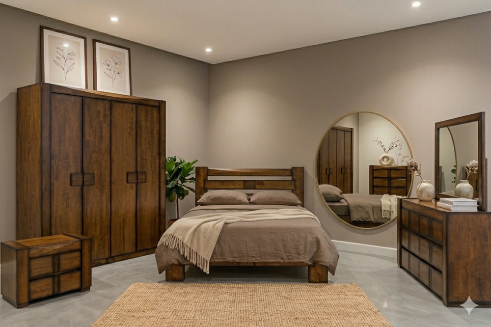 საძინებელი Kingston 4 კარიანი გარდერობით