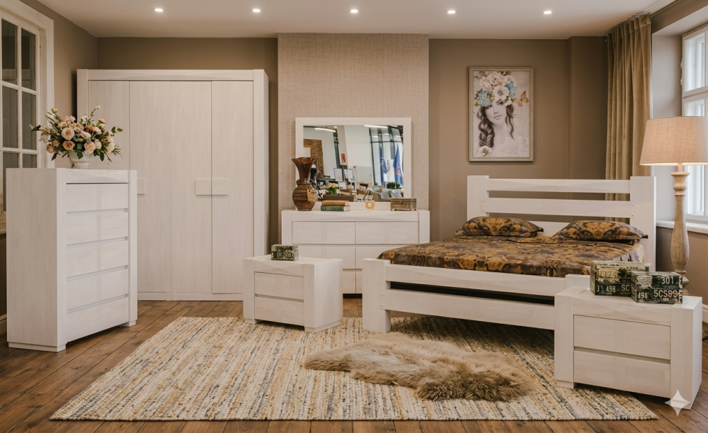 საძინებელი Kingston 4 კარიანი გარდერობით