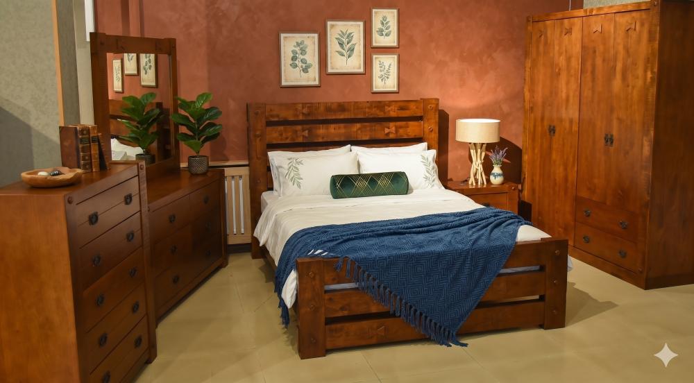 საძინებელი კომპლექტი BAHAMA (6 კარიანი გარდერობი, სამეფო საწოლი, ტუმბო, კომოდი სარკით )